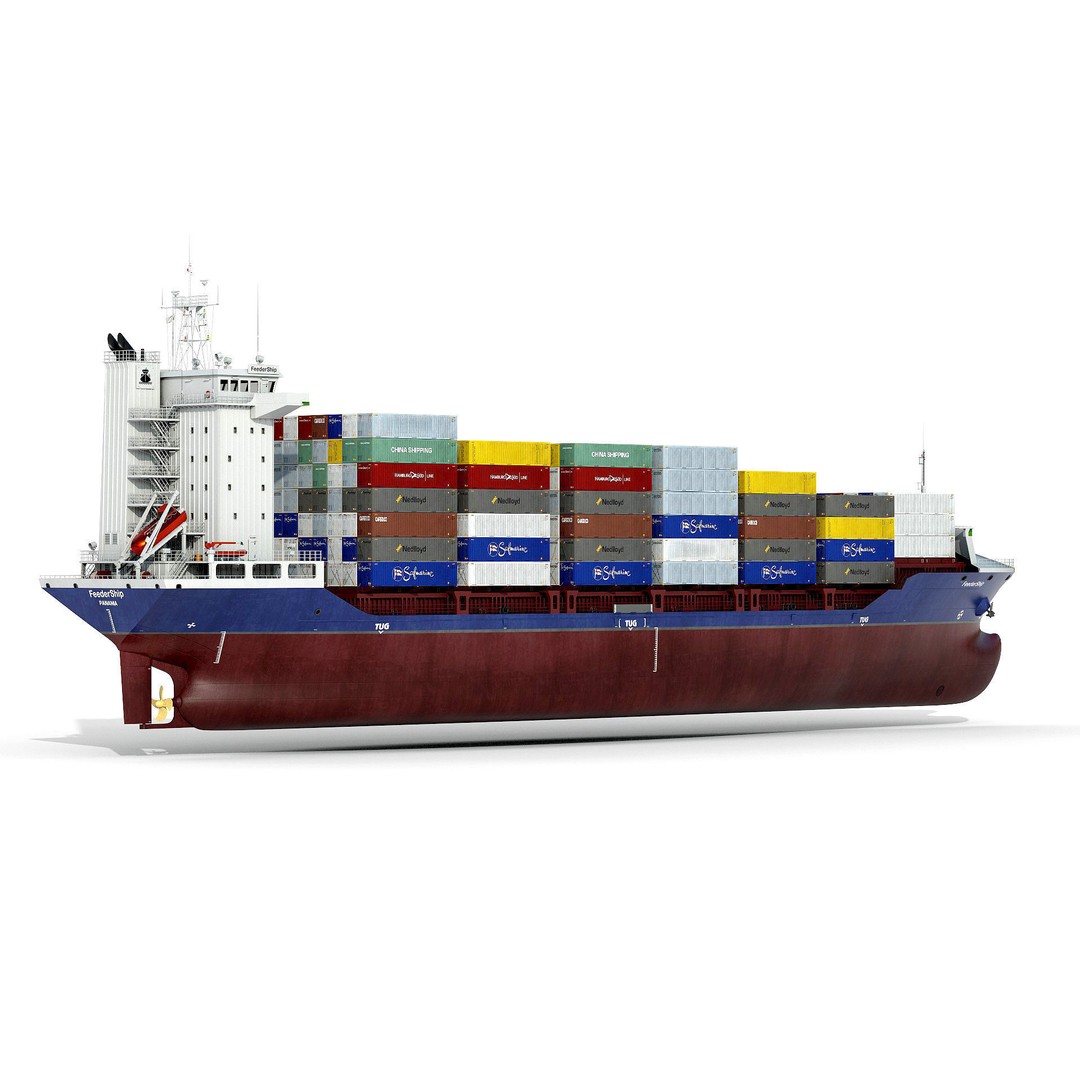 Container Feeder 3D Model – High Detail Industrial Ship, PBR Textures - View 15