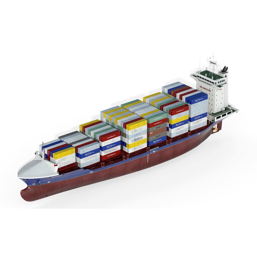 Container Feeder 3D Model – High Detail Industrial Ship, PBR Textures - View 16