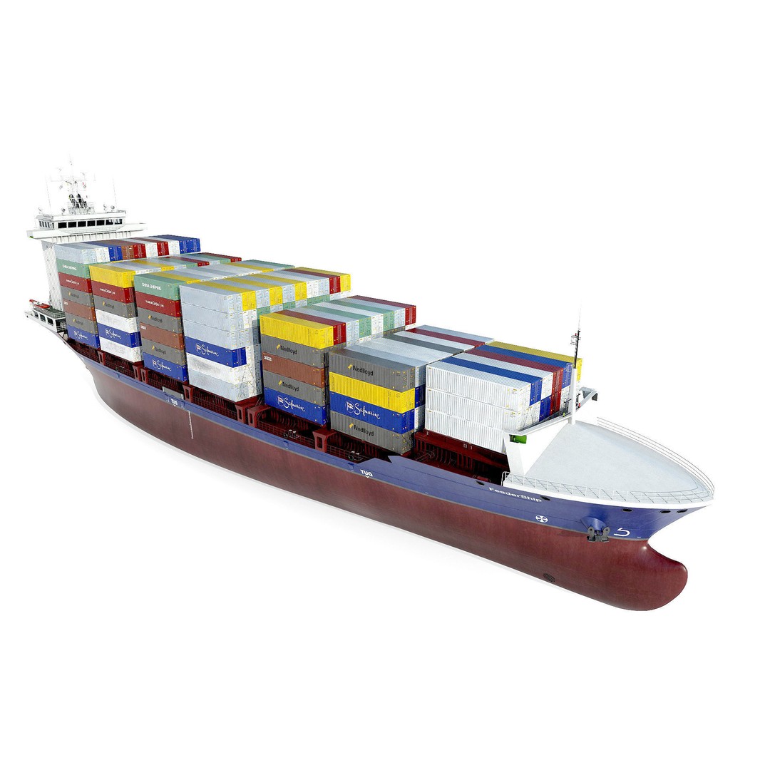 Container Feeder 3D Model – High Detail Industrial Ship, PBR Textures - View 17