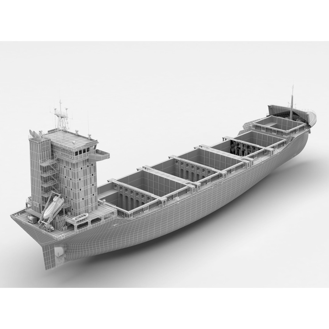 Container Feeder 3D Model – High Detail Industrial Ship, PBR Textures - View 9
