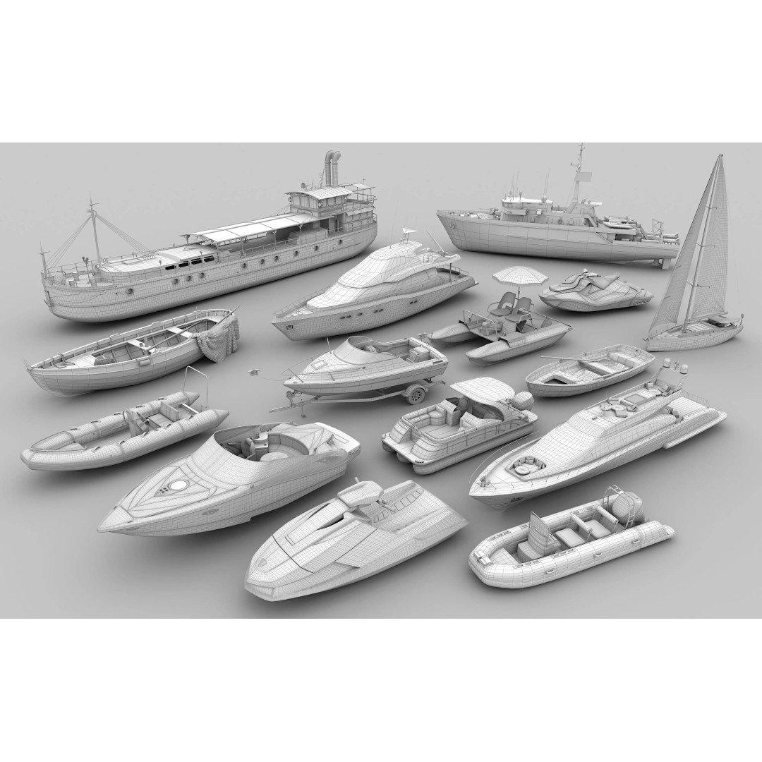 Yachts and Boats 3D Model – High Poly Ship Collection, FBX