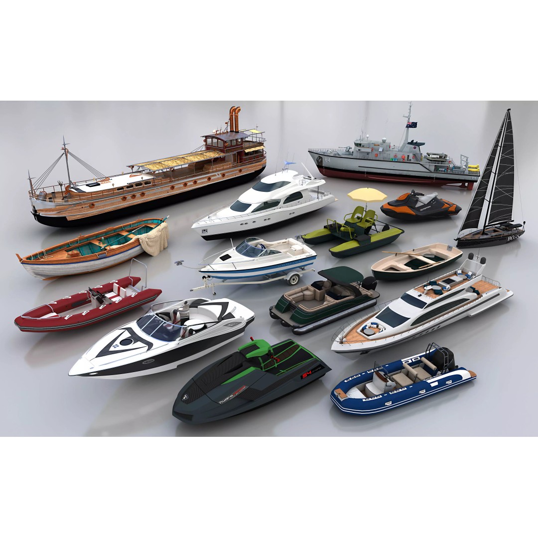 Yachts and Boats 3D Model – High Poly Ship Collection, FBX - View 2