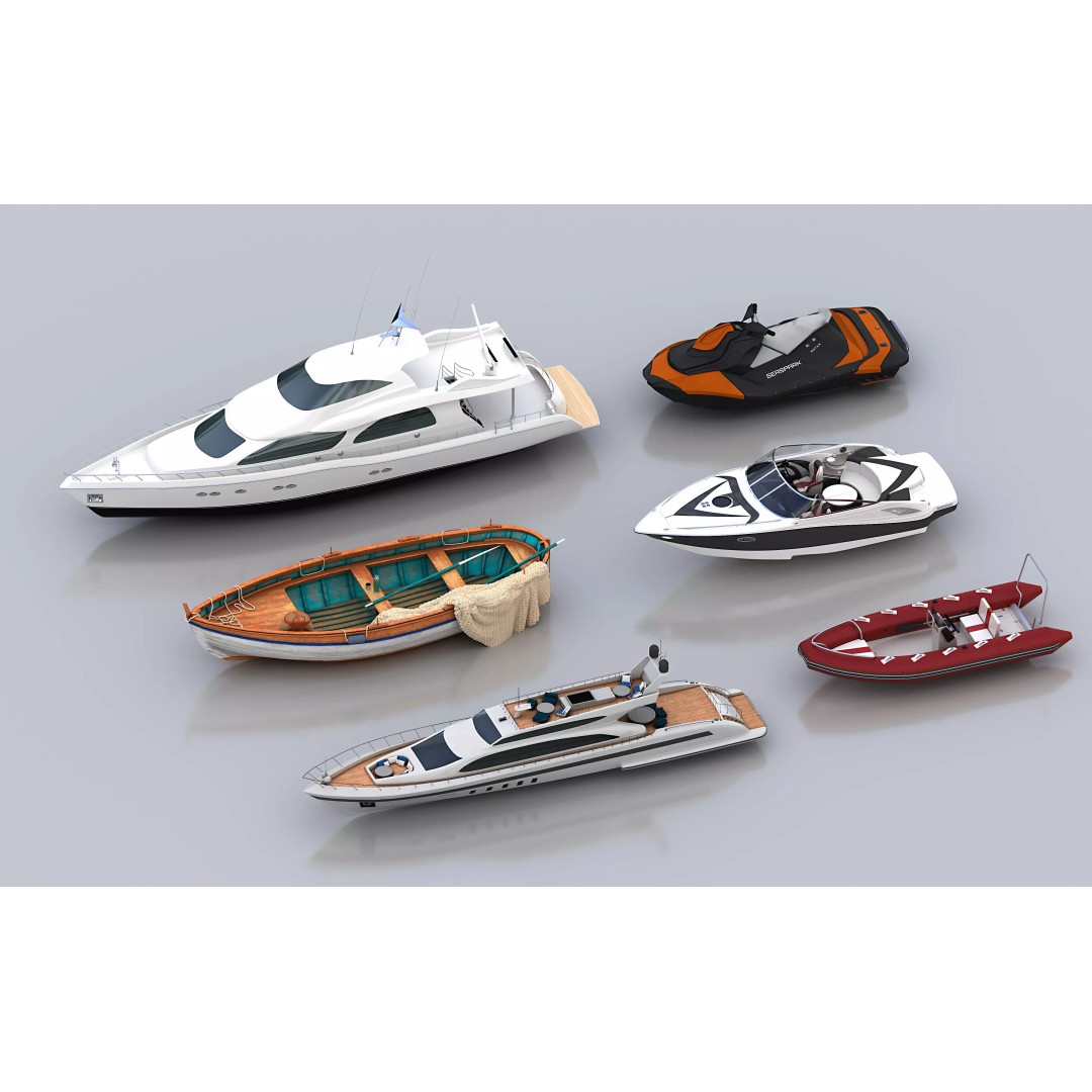 Yachts and Boats 3D Model – High Poly Ship Collection, FBX - View 4
