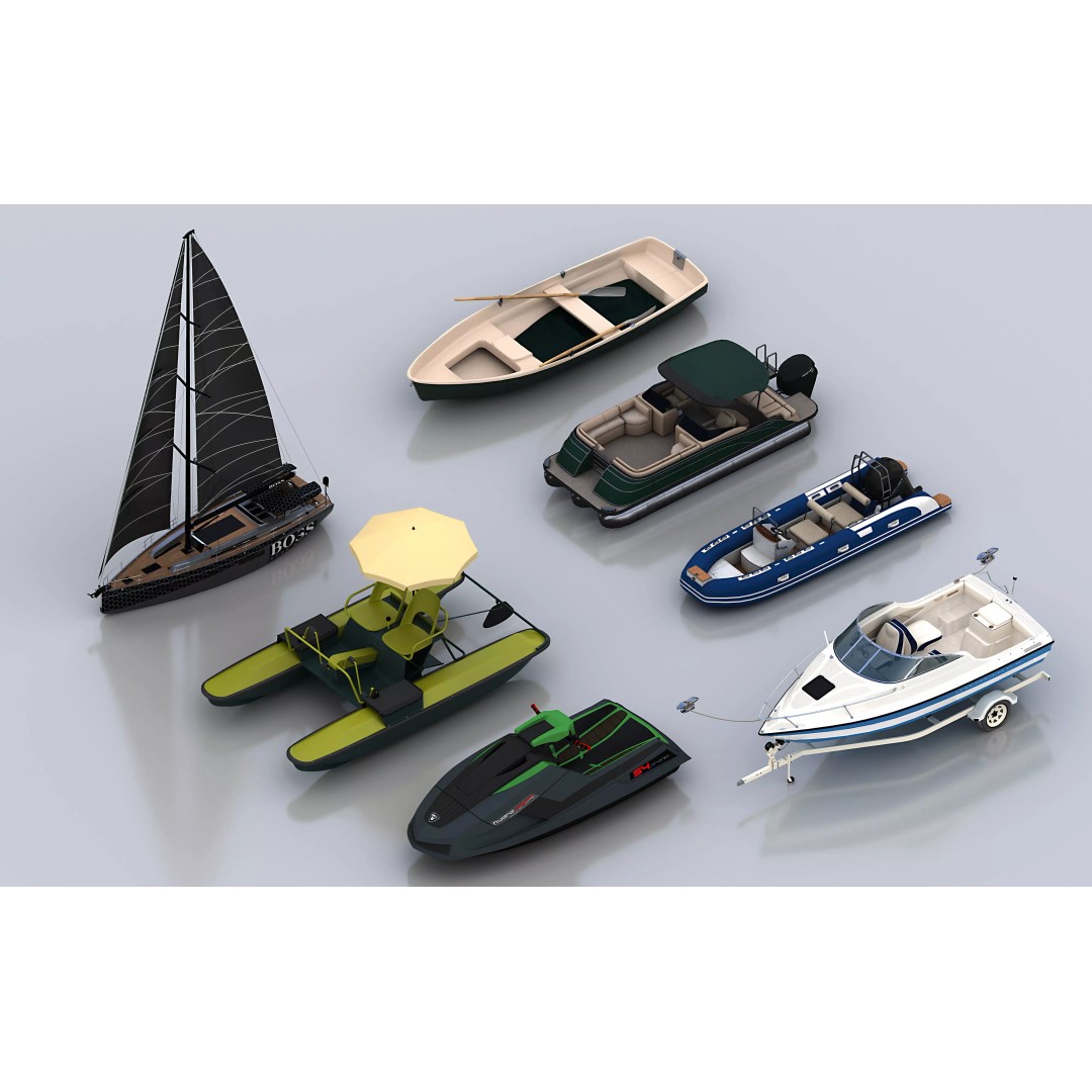 Yachts and Boats 3D Model – High Poly Ship Collection, FBX - View 5