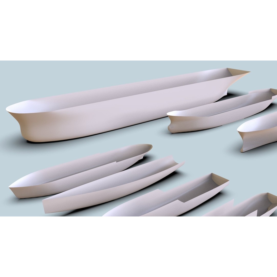 Boat Hulls 3D Model – Collection of 12 Industrial Watercraft, OBJ, Rhino 7 - View 6