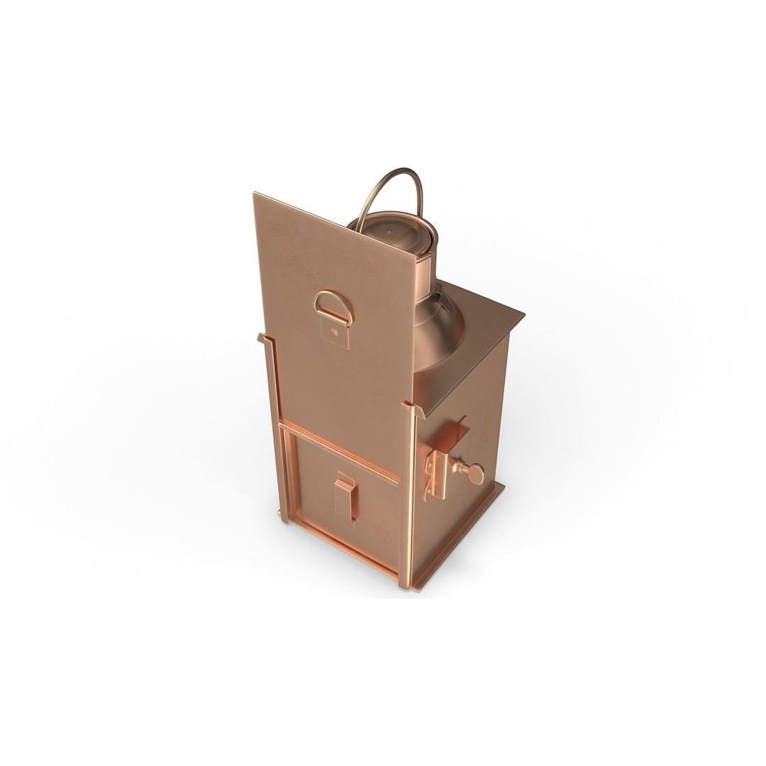 Antique Copper Ship Lantern 3D Model – Nautical Navigation Light, PBR Textures - View 10