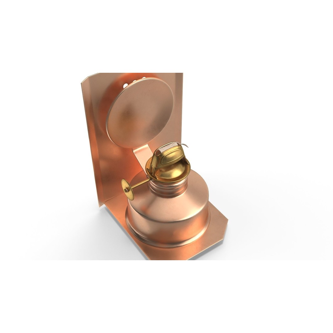 Antique Copper Ship Lantern 3D Model – Nautical Navigation Light, PBR Textures - View 12