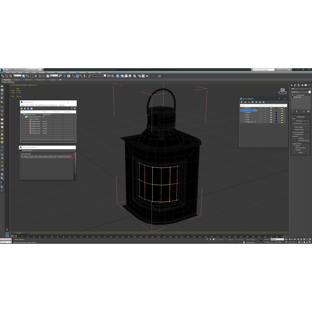 Antique Copper Ship Lantern 3D Model – Nautical Navigation Light, PBR Textures - View 17