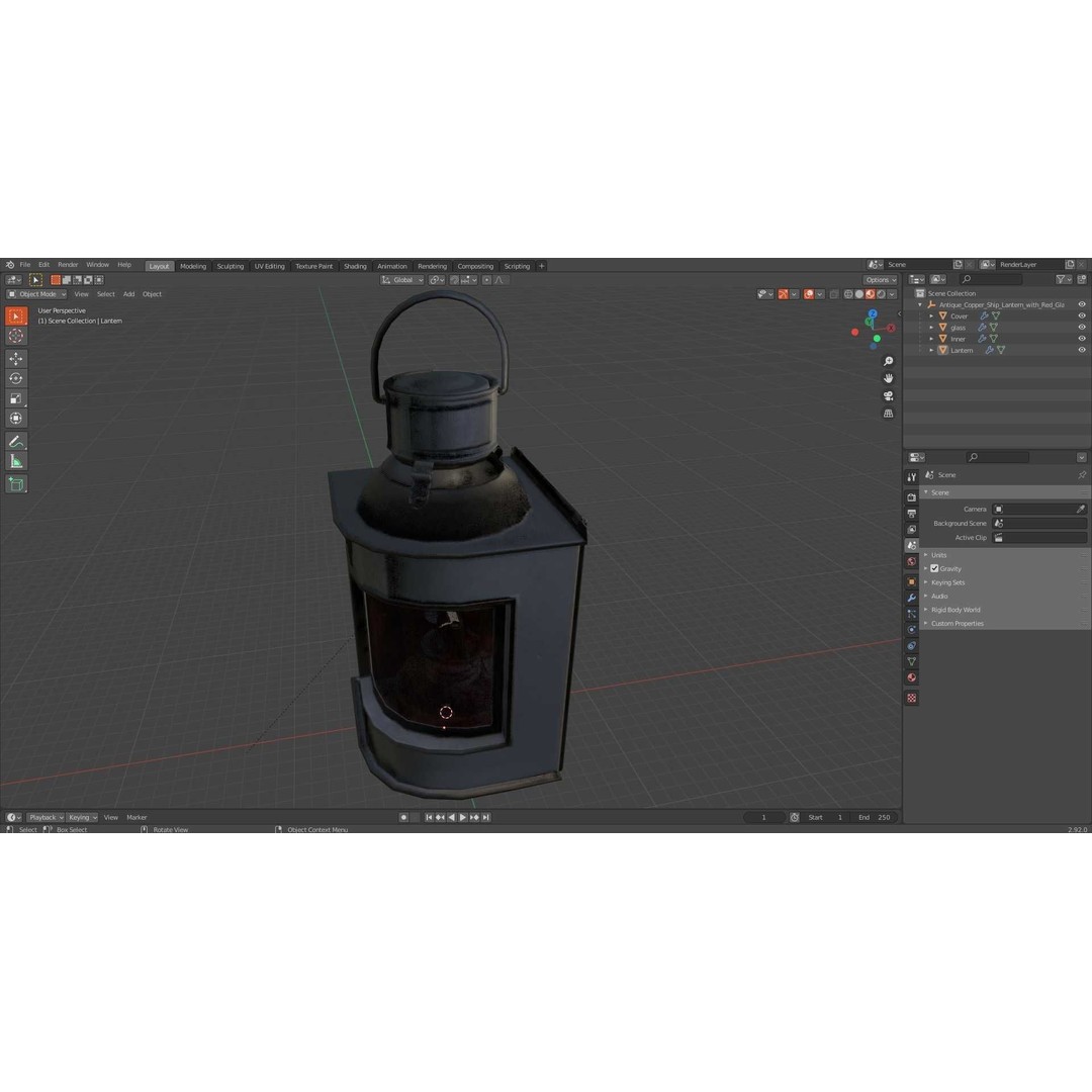 Antique Copper Ship Lantern 3D Model – Nautical Navigation Light, PBR Textures - View 18