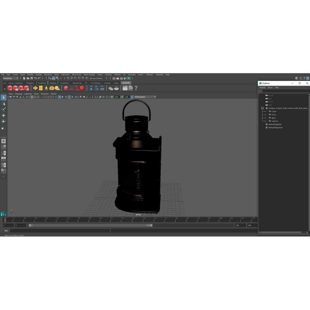 Antique Copper Ship Lantern 3D Model – Nautical Navigation Light, PBR Textures - View 21