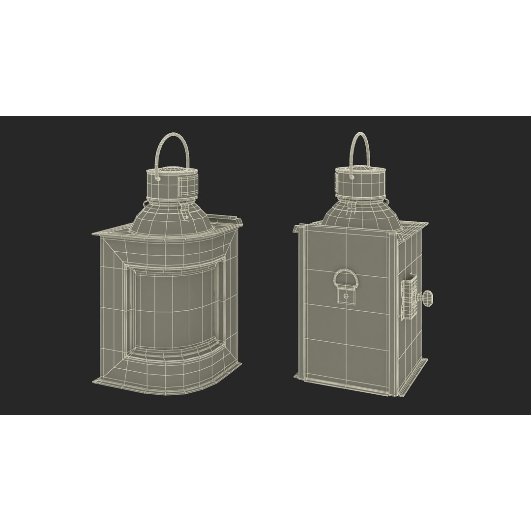 Antique Copper Ship Lantern 3D Model – Nautical Navigation Light, PBR Textures - View 22