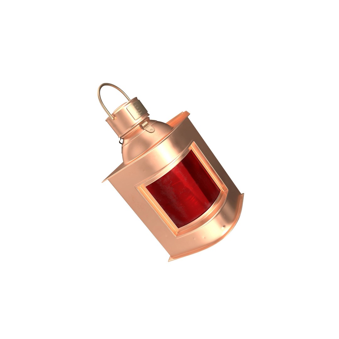 Antique Copper Ship Lantern 3D Model – Nautical Navigation Light, PBR Textures - View 4