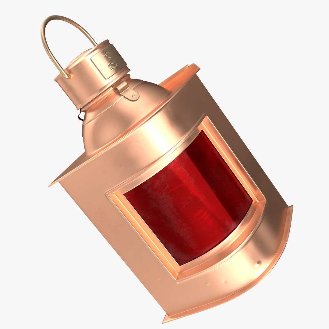 Antique Copper Ship Lantern 3D Model – Nautical Navigation Light, PBR Textures - View 5