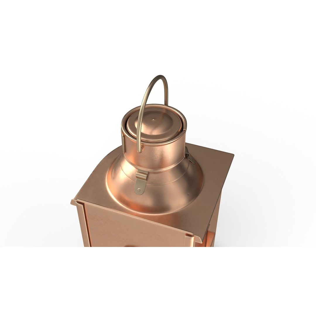 Antique Copper Ship Lantern 3D Model – Nautical Navigation Light, PBR Textures - View 7