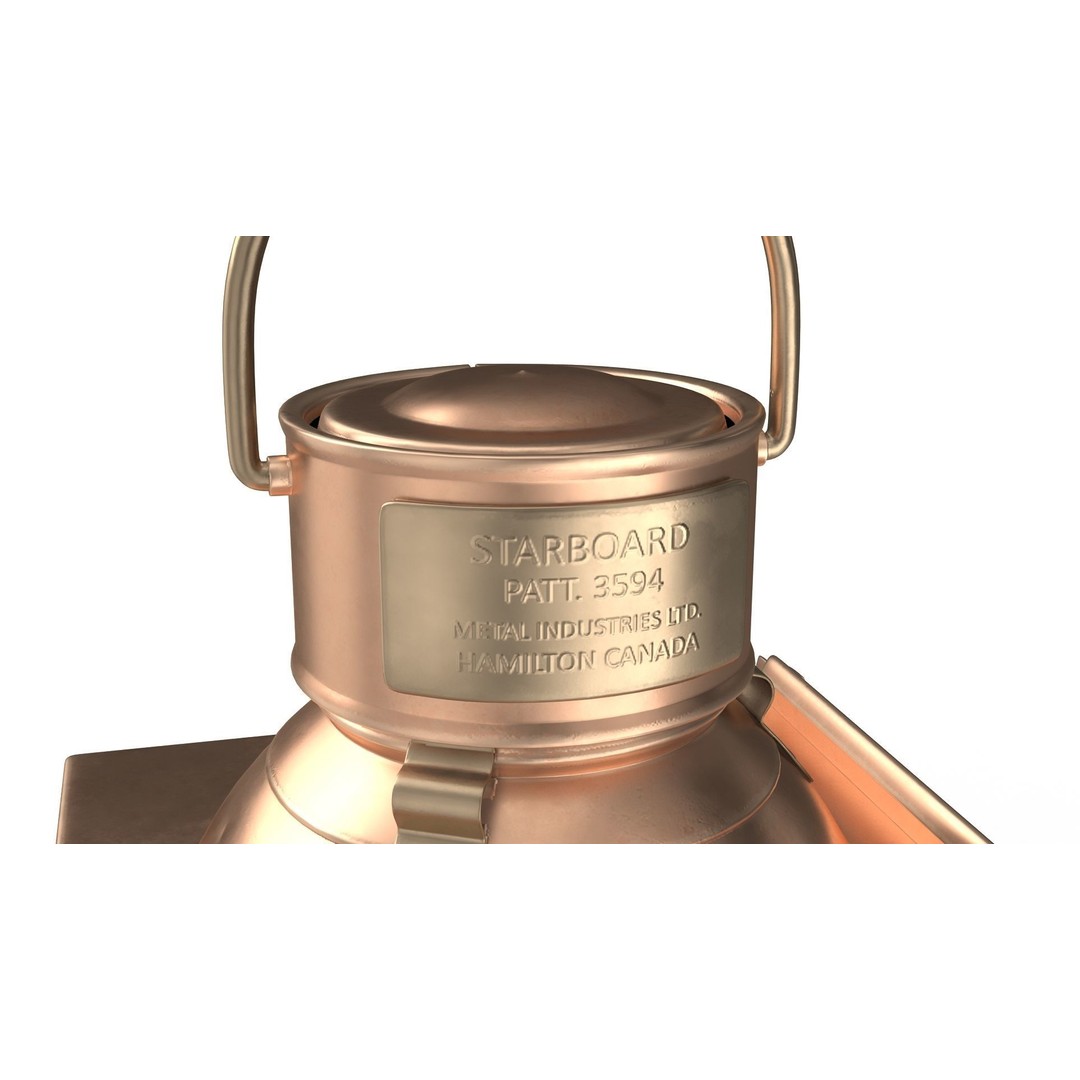 Antique Copper Ship Lantern 3D Model – Nautical Navigation Light, PBR Textures - View 8
