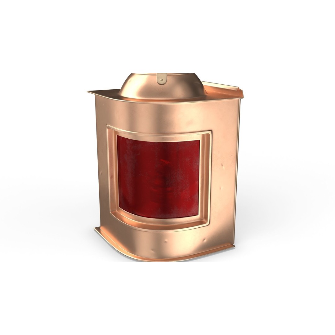 Antique Copper Ship Lantern 3D Model – Nautical Navigation Light, PBR Textures - View 9