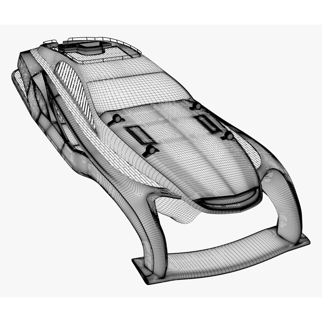 High-Speed Luxury Yacht M1 3D Model – Aerodynamic Vessel for Cinematic Use - View 11