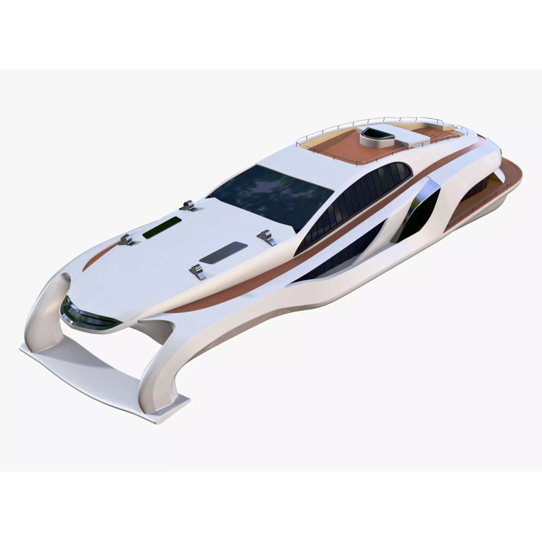 High-Speed Luxury Yacht M1 3D Model – Aerodynamic Vessel for Cinematic Use - View 2