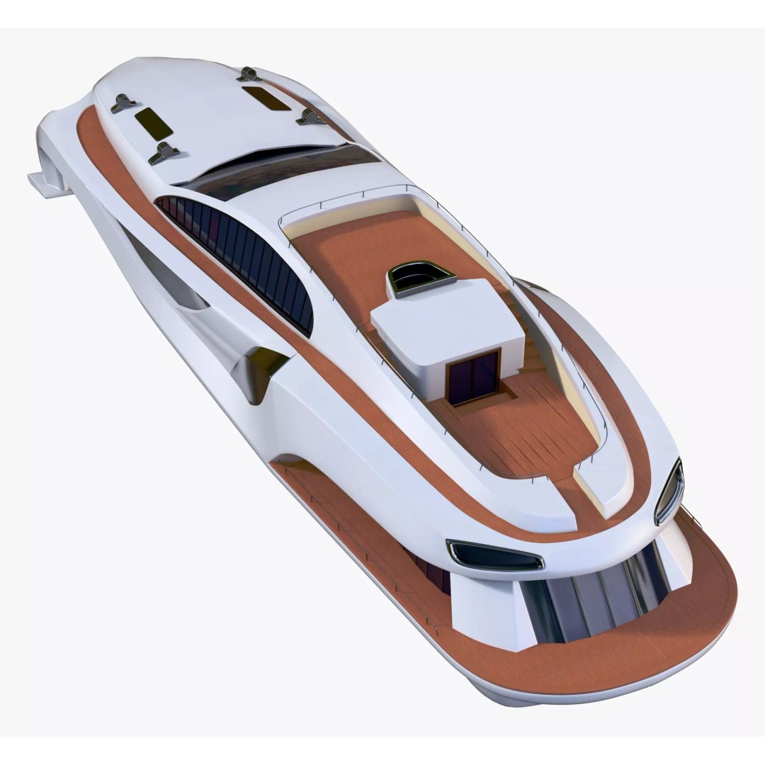 High-Speed Luxury Yacht M1 3D Model – Aerodynamic Vessel for Cinematic Use - View 3