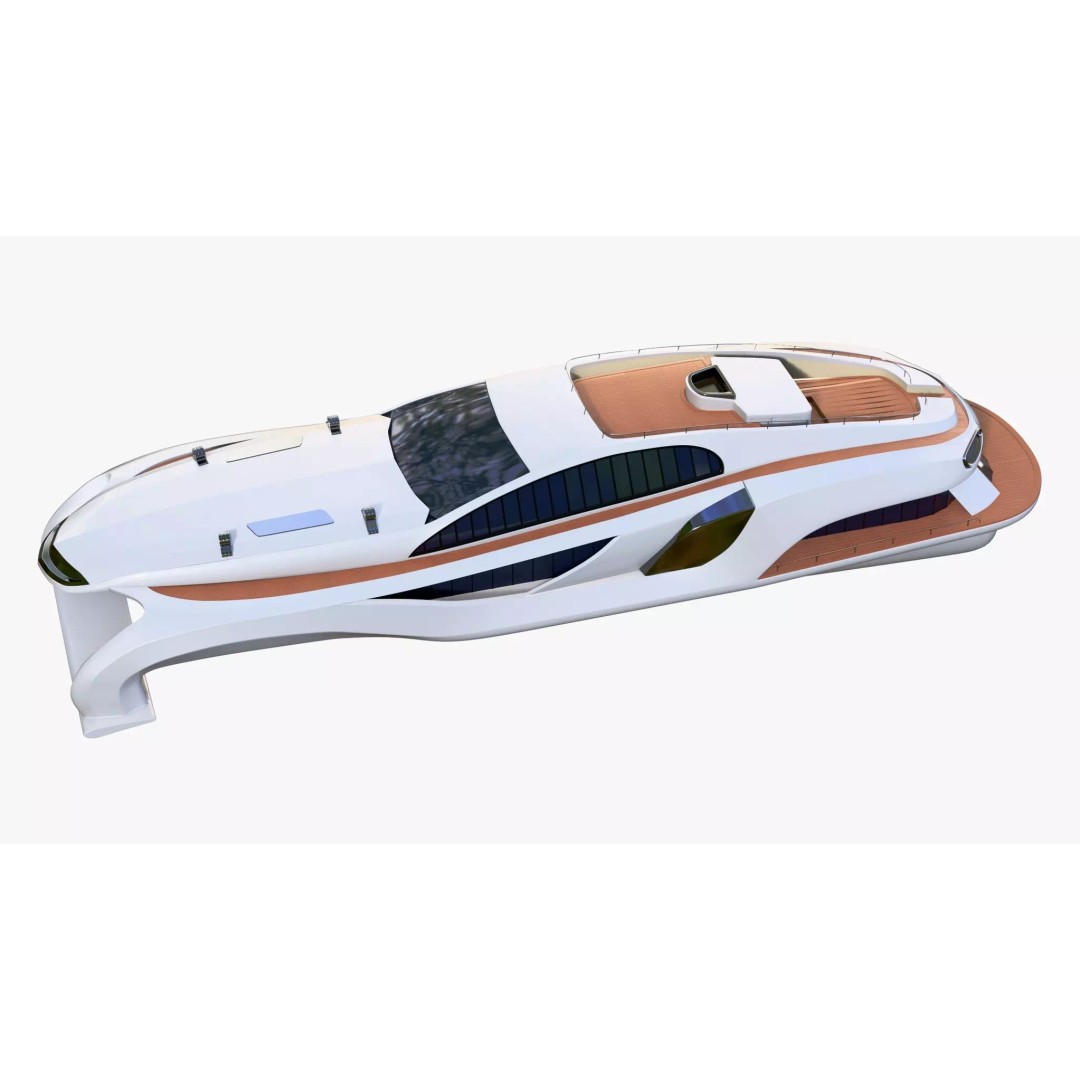 High-Speed Luxury Yacht M1 3D Model – Aerodynamic Vessel for Cinematic Use - View 4
