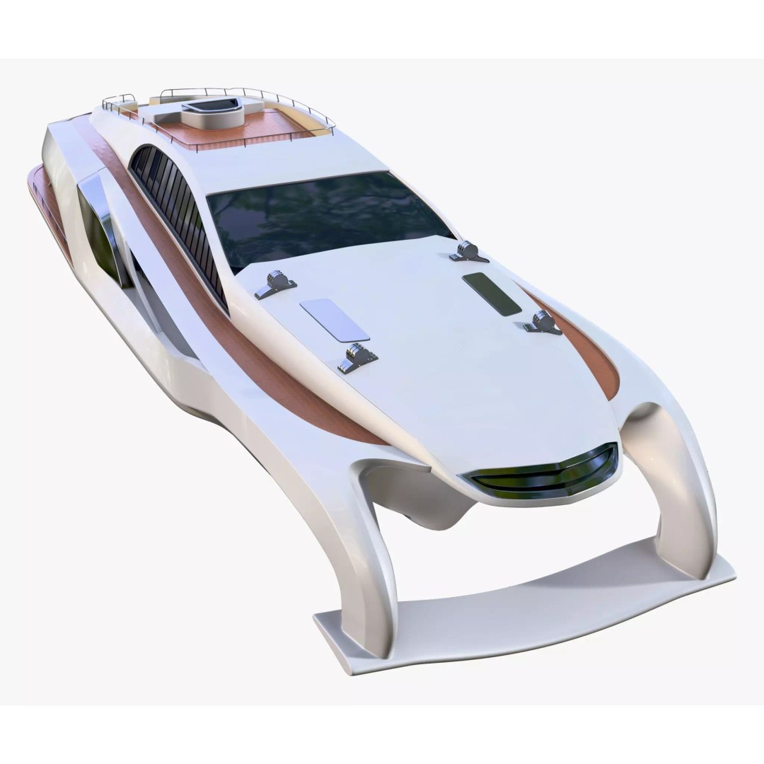High-Speed Luxury Yacht M1 3D Model – Aerodynamic Vessel for Cinematic Use - View 5