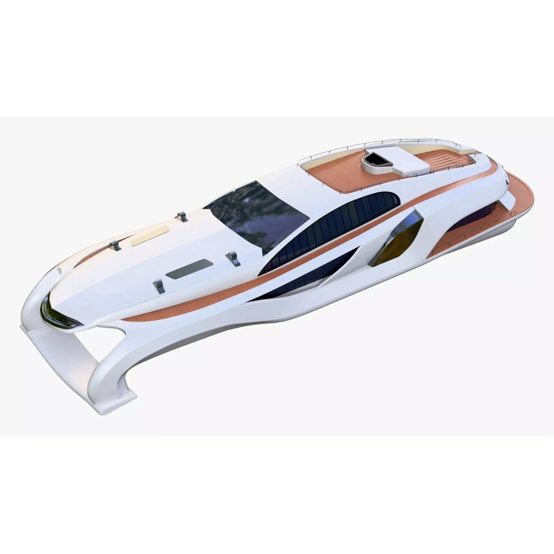 High-Speed Luxury Yacht M1 3D Model – Aerodynamic Vessel for Cinematic Use - View 7