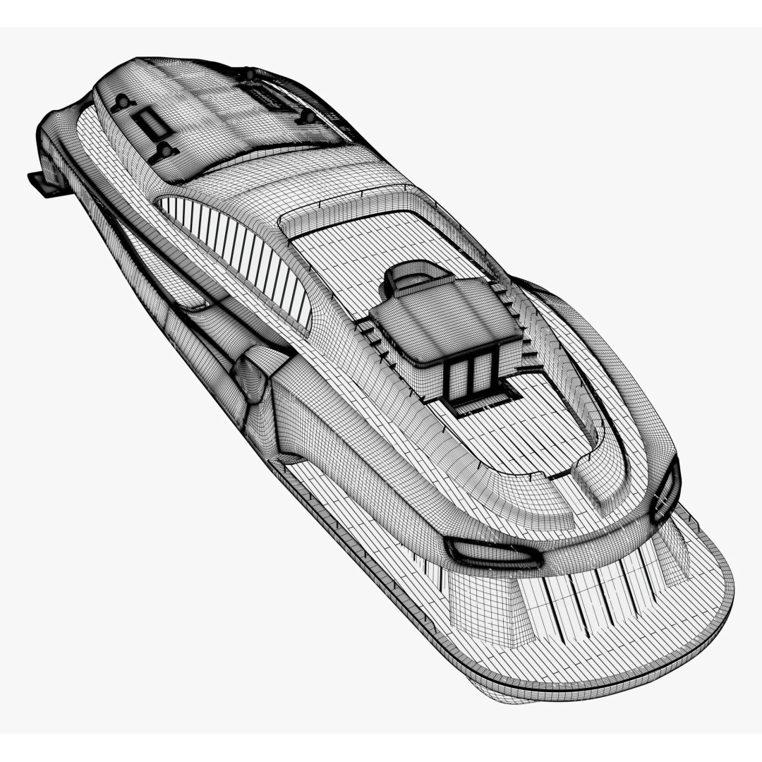 High-Speed Luxury Yacht M1 3D Model – Aerodynamic Vessel for Cinematic Use - View 9