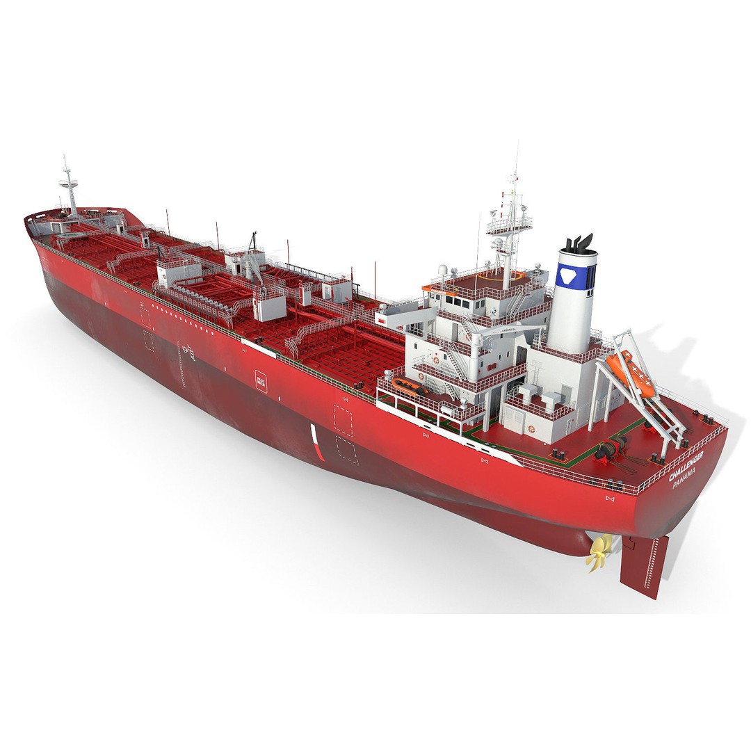Oil Products Tanker 3D Model – PBR Industrial Vessel, FBX & OBJ - View 6