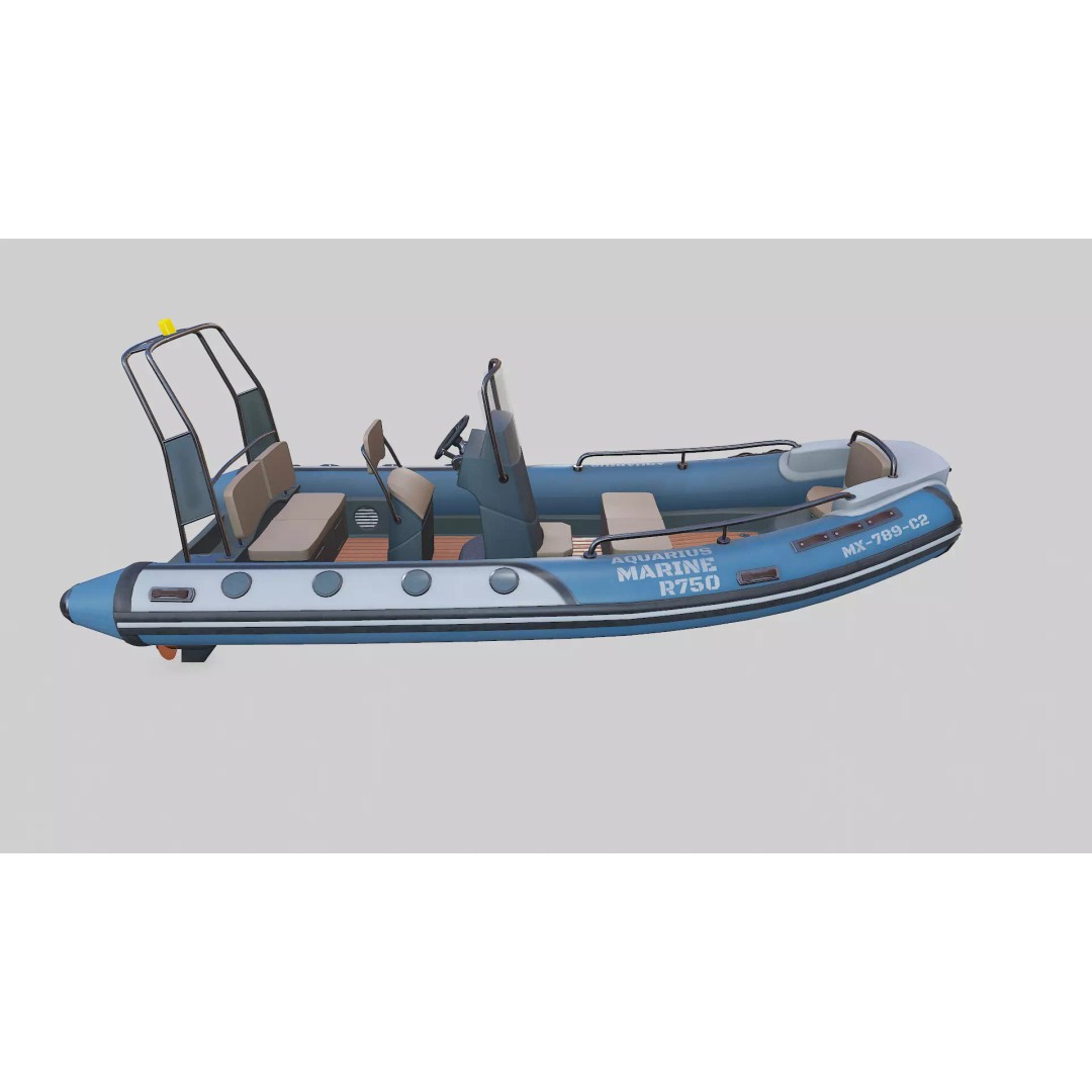 Rigid Hulled Inflatable Boat 3D Model – Low Poly PBR Game Asset, FBX - View 10