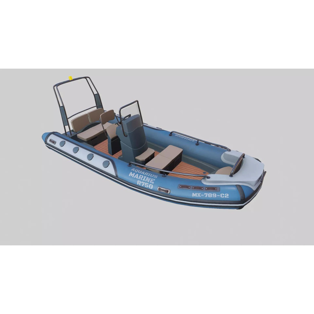 Rigid Hulled Inflatable Boat 3D Model – Low Poly PBR Game Asset, FBX - View 11