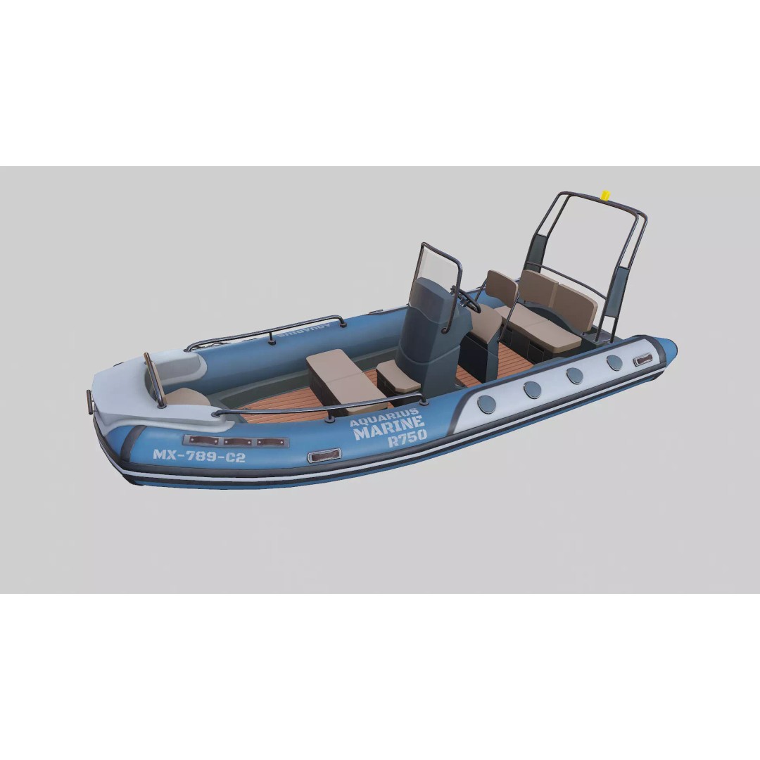 Rigid Hulled Inflatable Boat 3D Model – Low Poly PBR Game Asset, FBX - View 2