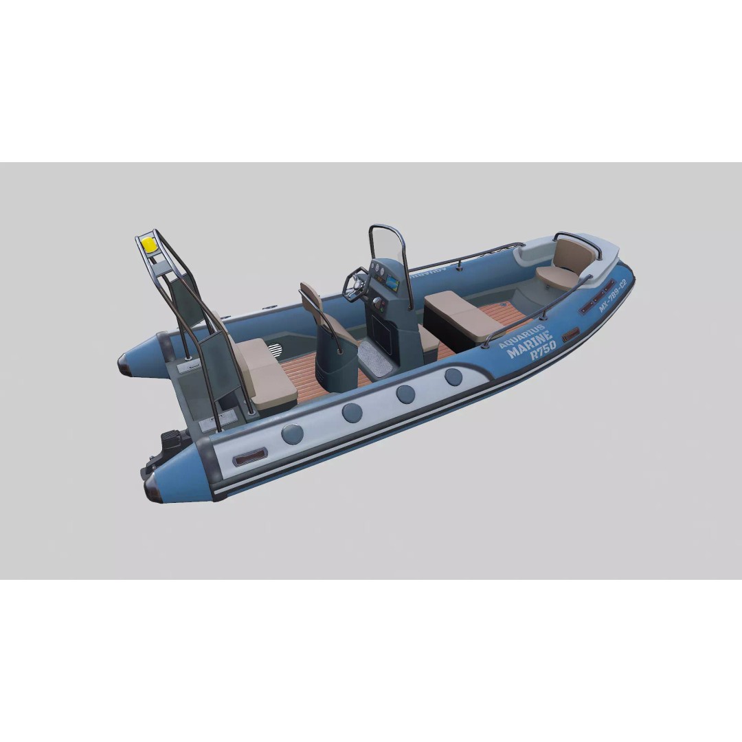 Rigid Hulled Inflatable Boat 3D Model – Low Poly PBR Game Asset, FBX - View 4