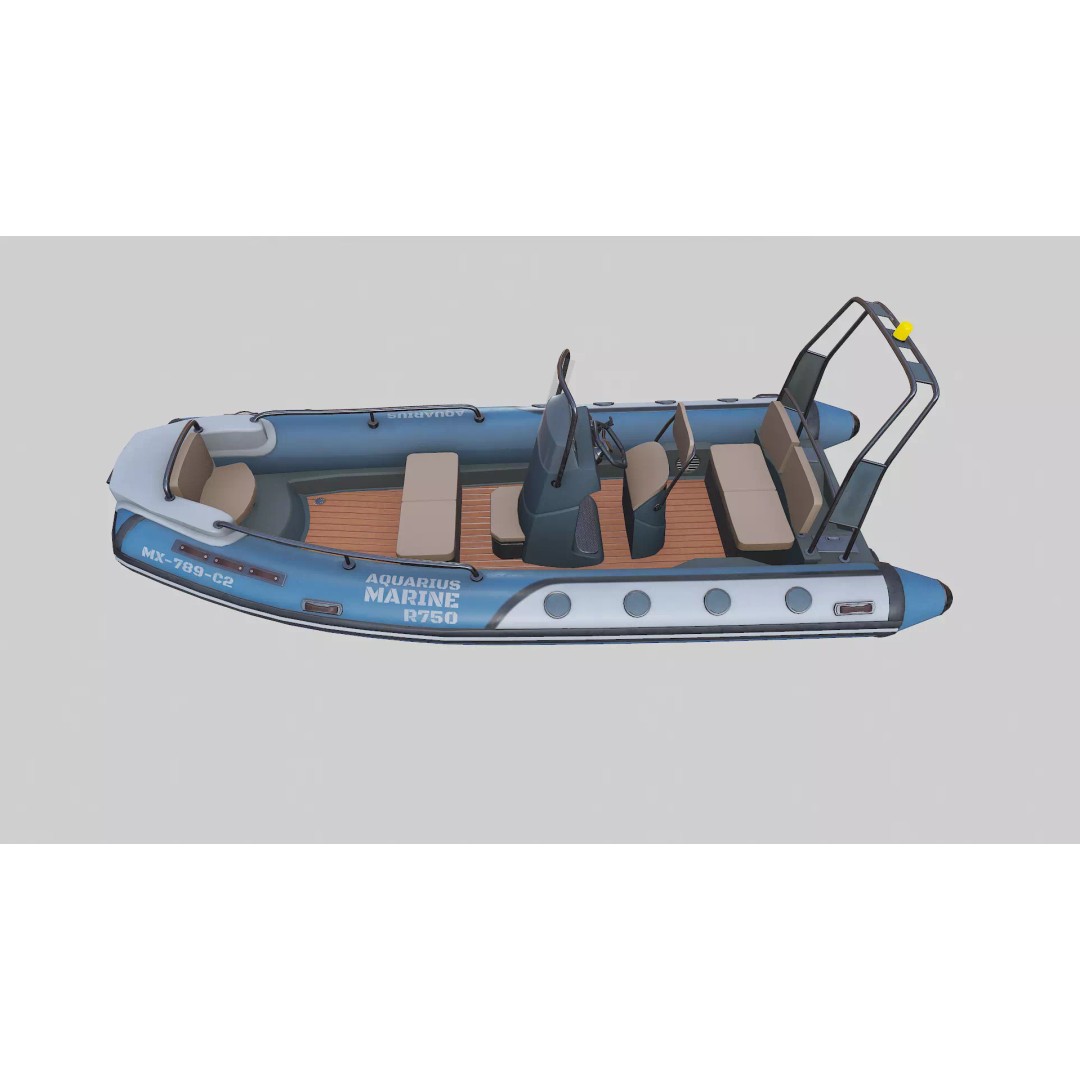 Rigid Hulled Inflatable Boat 3D Model – Low Poly PBR Game Asset, FBX - View 5