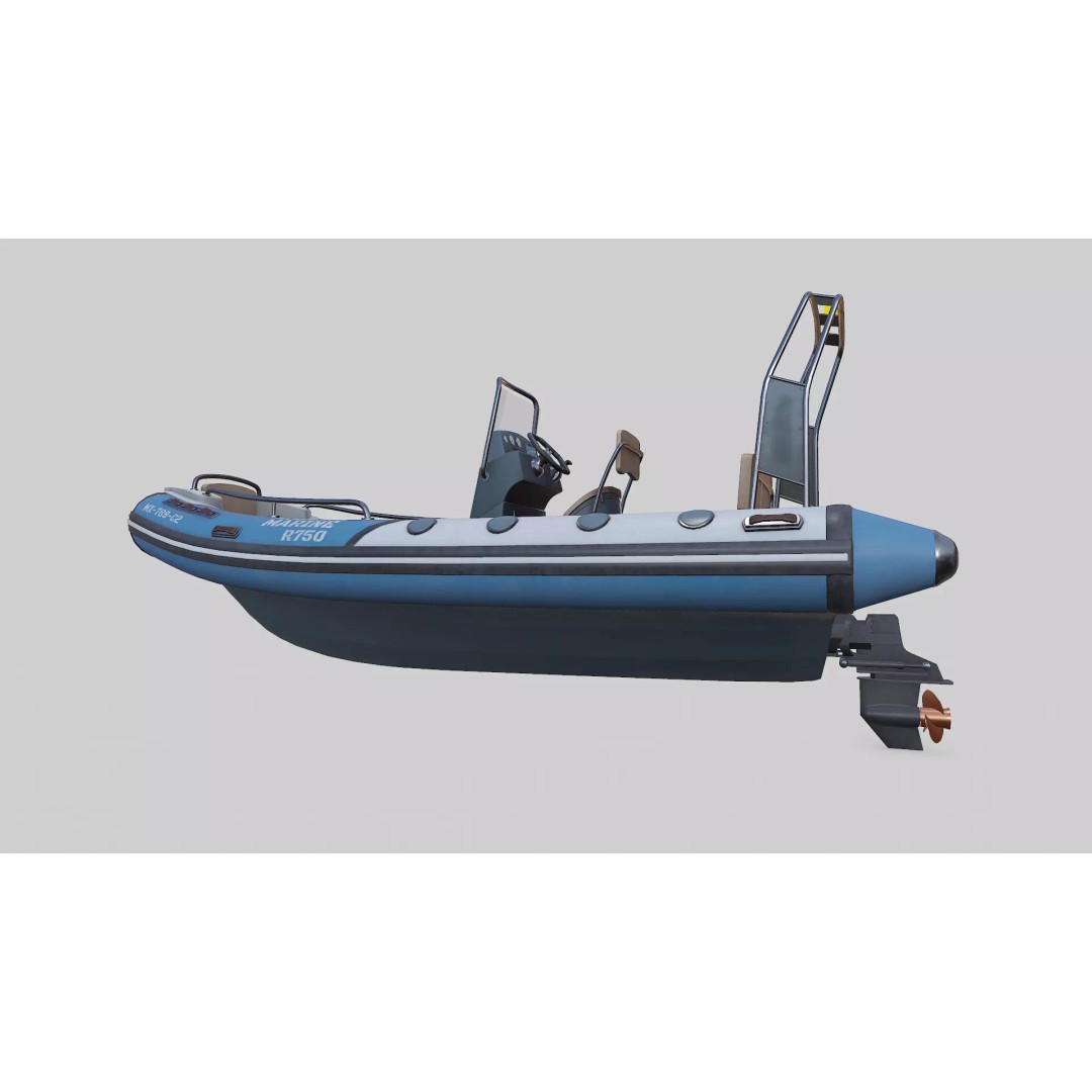 Rigid Hulled Inflatable Boat 3D Model – Low Poly PBR Game Asset, FBX - View 6