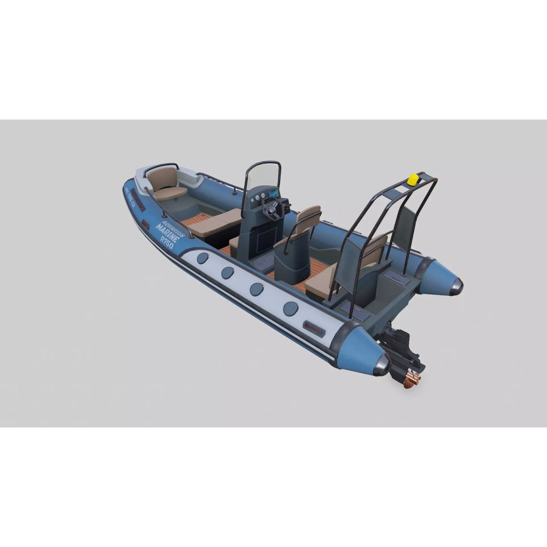 Rigid Hulled Inflatable Boat 3D Model – Low Poly PBR Game Asset, FBX - View 7