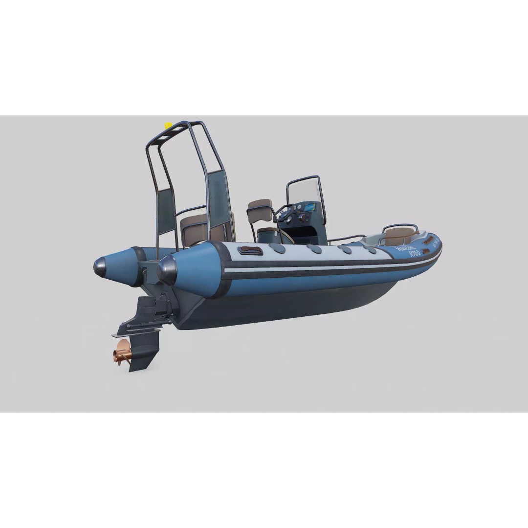 Rigid Hulled Inflatable Boat 3D Model – Low Poly PBR Game Asset, FBX - View 9