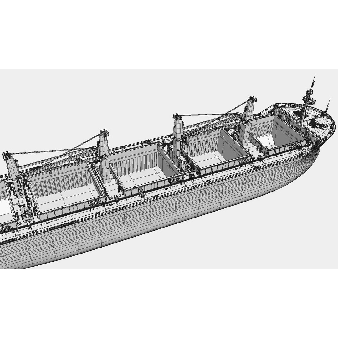 Bulk Carrier 3D Model – Realistic Industrial Vessel, FBX, OBJ