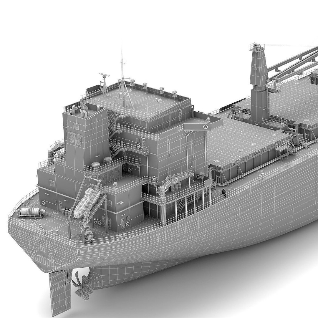 Bulk Carrier 3D Model – Realistic Industrial Vessel, FBX, OBJ - View 11