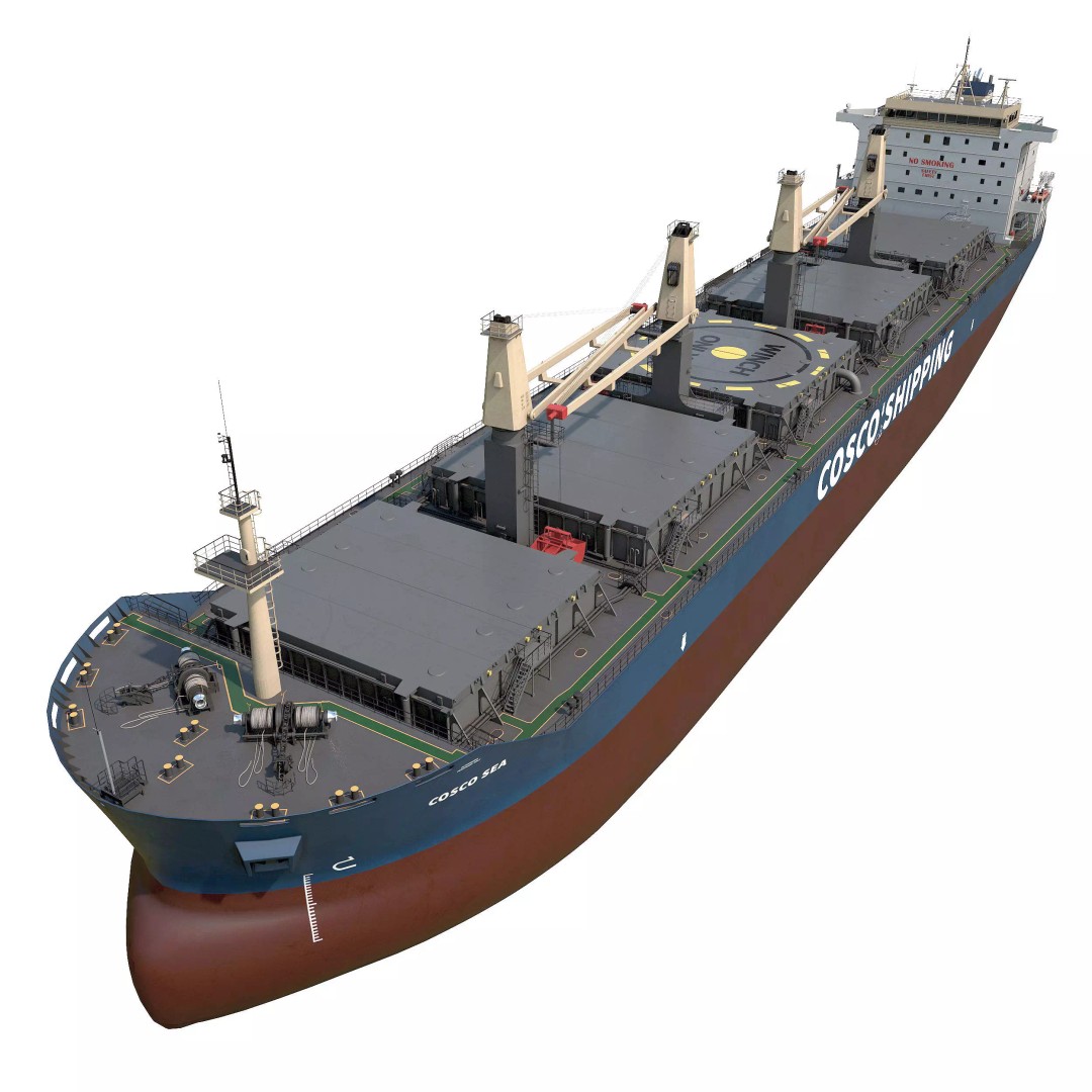 Bulk Carrier 3D Model – Realistic Industrial Vessel, FBX, OBJ - View 2
