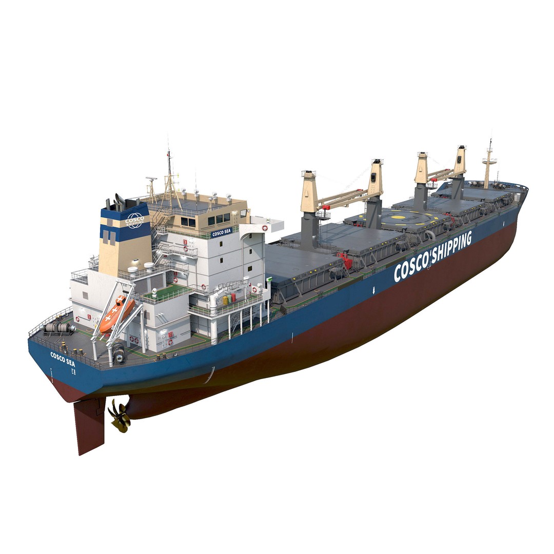Bulk Carrier 3D Model – Realistic Industrial Vessel, FBX, OBJ - View 3