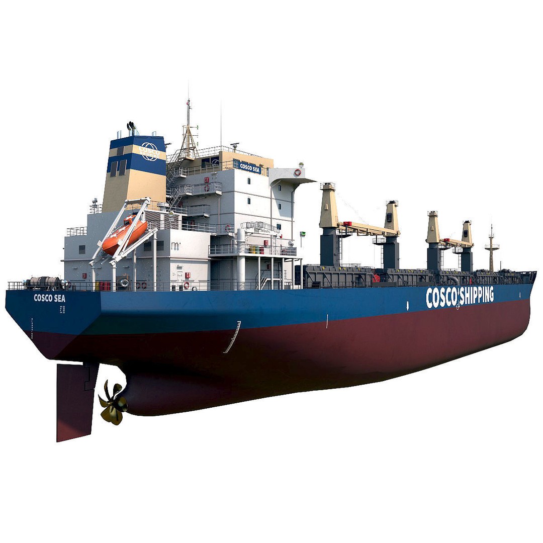 Bulk Carrier 3D Model – Realistic Industrial Vessel, FBX, OBJ - View 4