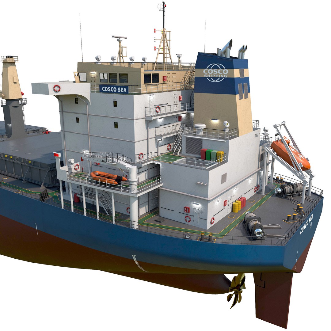 Bulk Carrier 3D Model – Realistic Industrial Vessel, FBX, OBJ - View 6