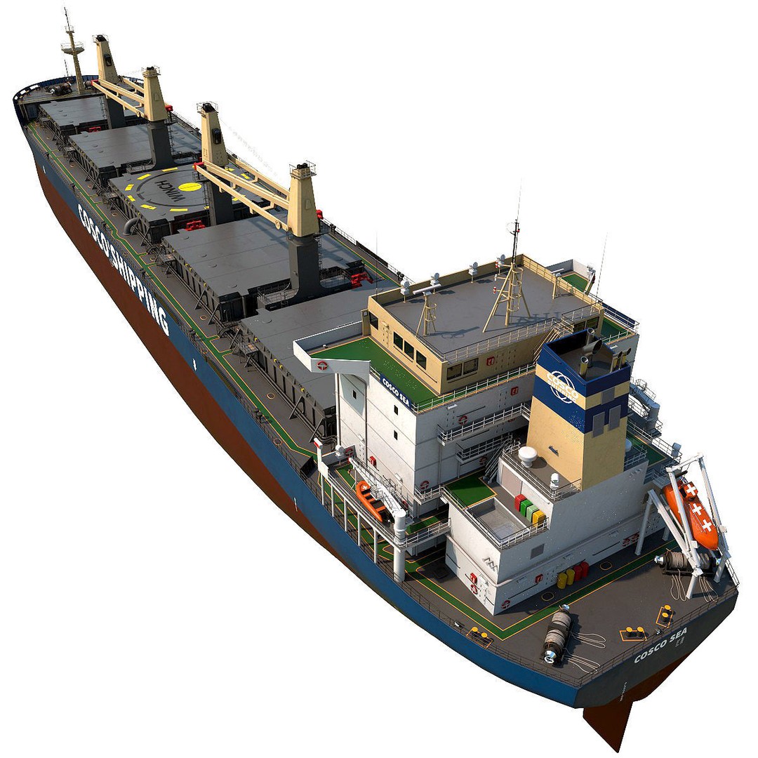 Bulk Carrier 3D Model – Realistic Industrial Vessel, FBX, OBJ - View 7