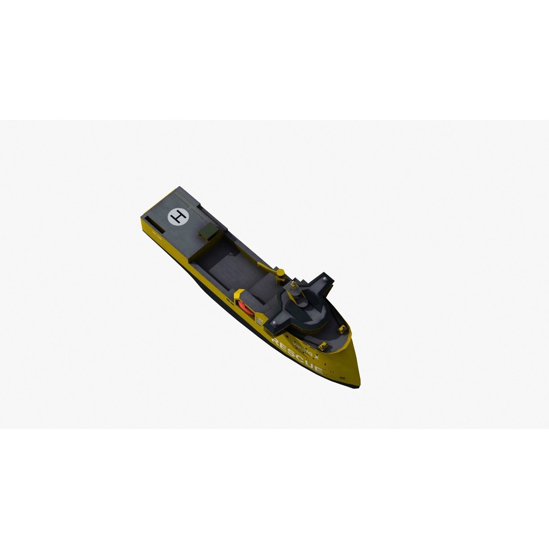 X-Bow Rescue Ship 3D Model – Low Poly Game Ready Watercraft, FBX