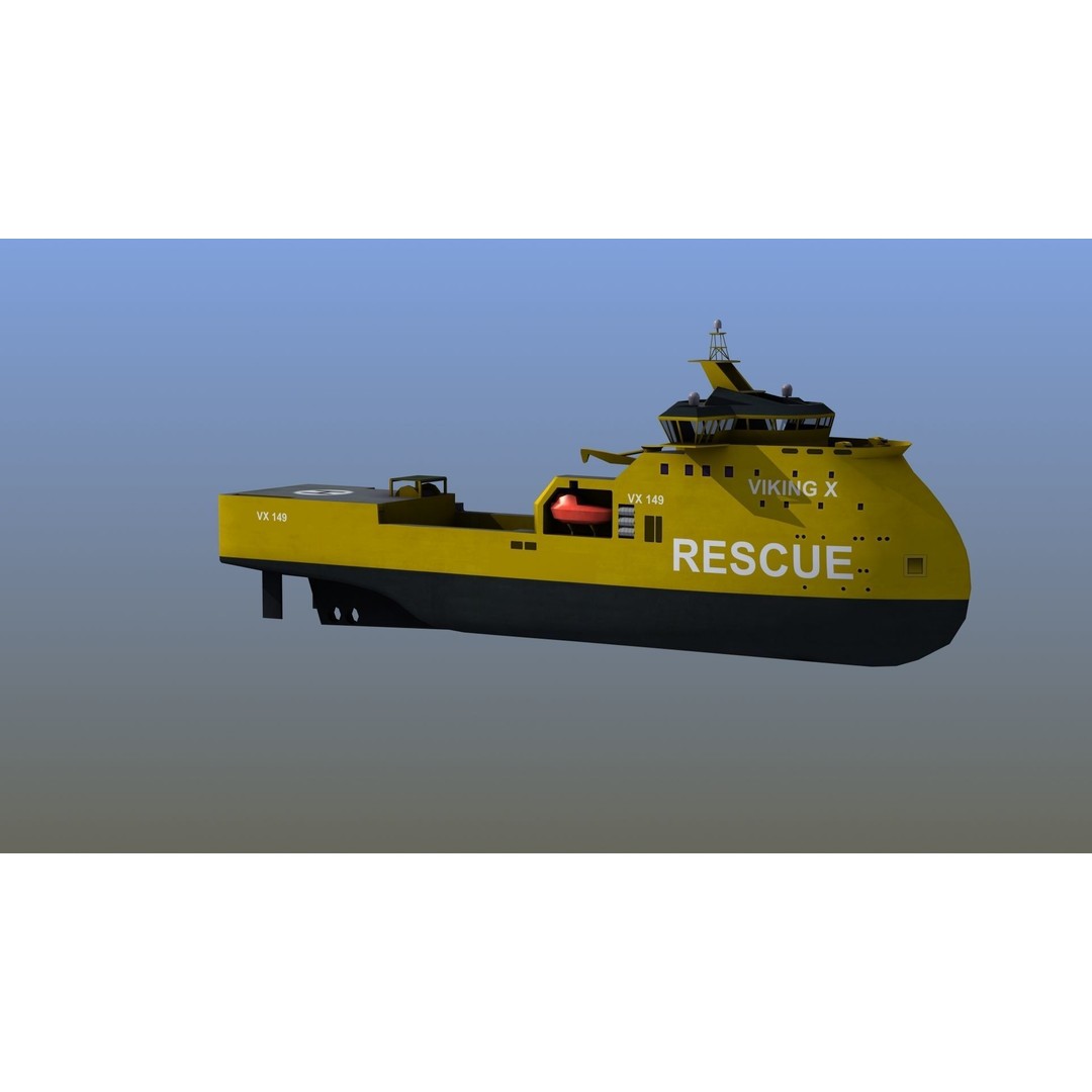 X-Bow Rescue Ship 3D Model – Low Poly Game Ready Watercraft, FBX - View 10