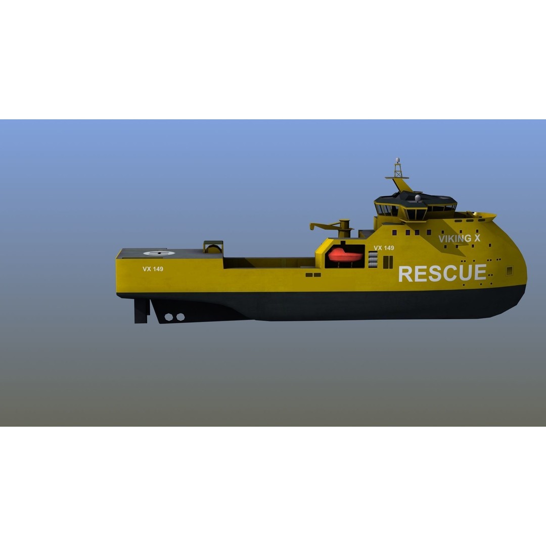 X-Bow Rescue Ship 3D Model – Low Poly Game Ready Watercraft, FBX - View 11