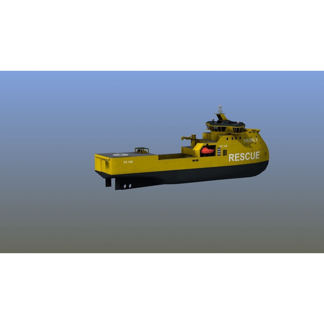 X-Bow Rescue Ship 3D Model – Low Poly Game Ready Watercraft, FBX - View 12