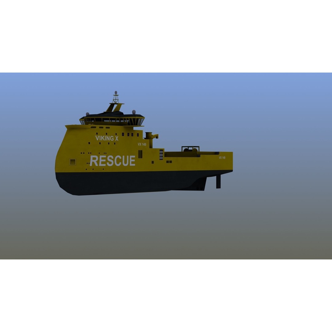 X-Bow Rescue Ship 3D Model – Low Poly Game Ready Watercraft, FBX - View 13
