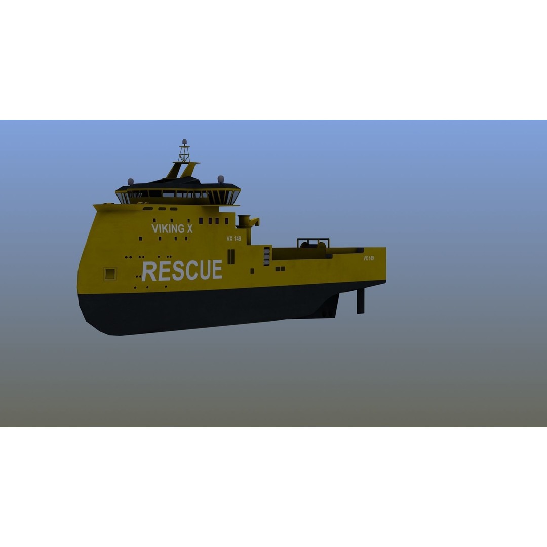 X-Bow Rescue Ship 3D Model – Low Poly Game Ready Watercraft, FBX - View 17