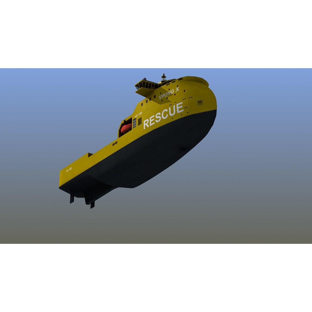 X-Bow Rescue Ship 3D Model – Low Poly Game Ready Watercraft, FBX - View 19